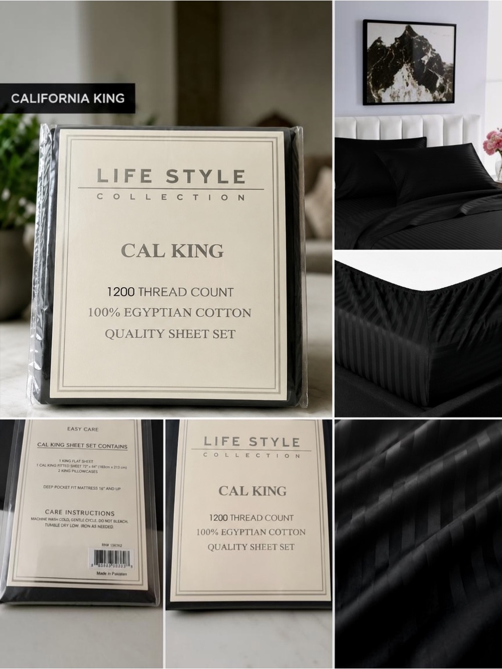 Life Style Collection Cal King 1200TC Egyptian Cotton Sheet Set NIP ⭐ (